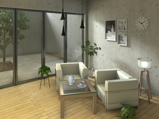 写真フレームや時計が飾られている部屋